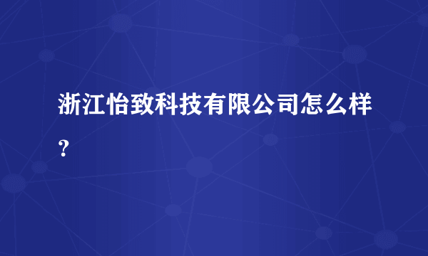 浙江怡致科技有限公司怎么样？