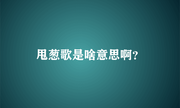 甩葱歌是啥意思啊？