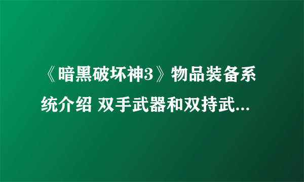 《暗黑破坏神3》物品装备系统介绍 双手武器和双持武器的区别