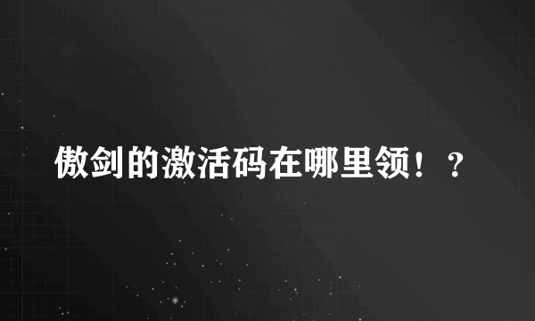 傲剑的激活码在哪里领！？