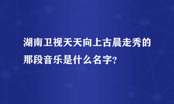 湖南卫视天天向上古晨走秀的那段音乐是什么名字？