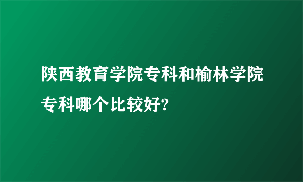 陕西教育学院专科和榆林学院专科哪个比较好?