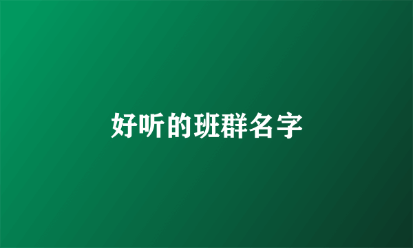 好听的班群名字