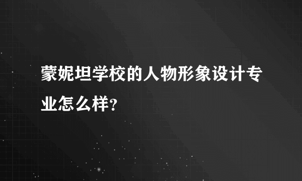 蒙妮坦学校的人物形象设计专业怎么样？