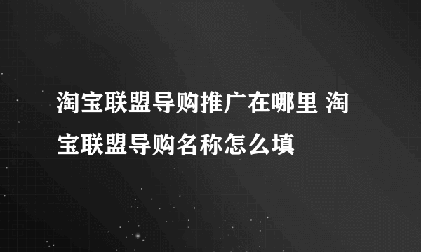 淘宝联盟导购推广在哪里 淘宝联盟导购名称怎么填