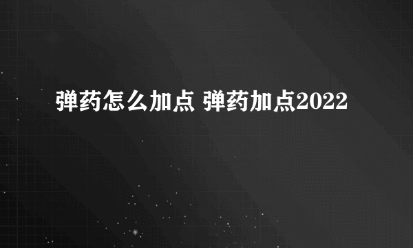 弹药怎么加点 弹药加点2022