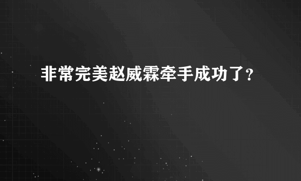 非常完美赵威霖牵手成功了？