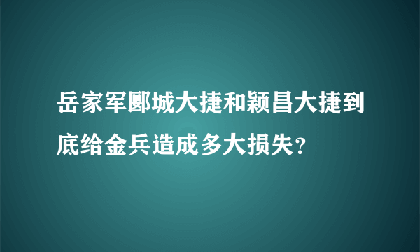 岳家军郾城大捷和颖昌大捷到底给金兵造成多大损失？