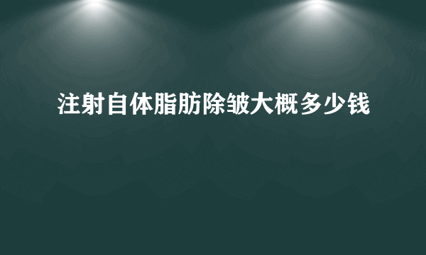 注射自体脂肪除皱大概多少钱