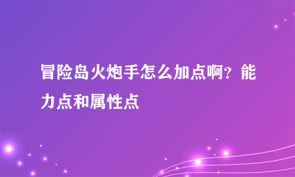 冒险岛火炮手怎么加点啊？能力点和属性点