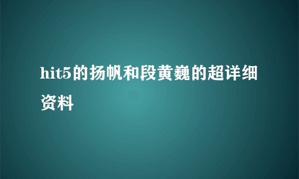 hit5的扬帆和段黄巍的超详细资料