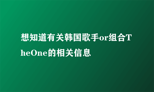 想知道有关韩国歌手or组合TheOne的相关信息