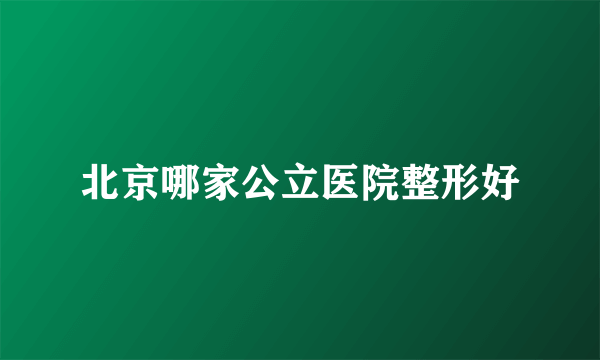 北京哪家公立医院整形好