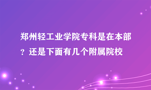 郑州轻工业学院专科是在本部？还是下面有几个附属院校