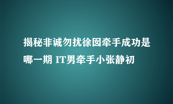 揭秘非诚勿扰徐囡牵手成功是哪一期 IT男牵手小张静初