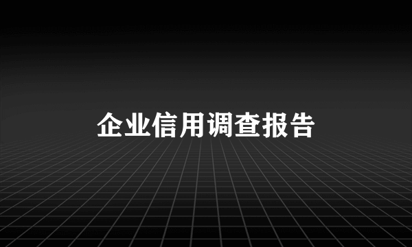 企业信用调查报告