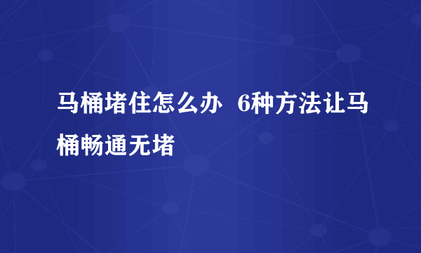 马桶堵住怎么办  6种方法让马桶畅通无堵