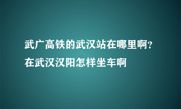 武广高铁的武汉站在哪里啊？在武汉汉阳怎样坐车啊