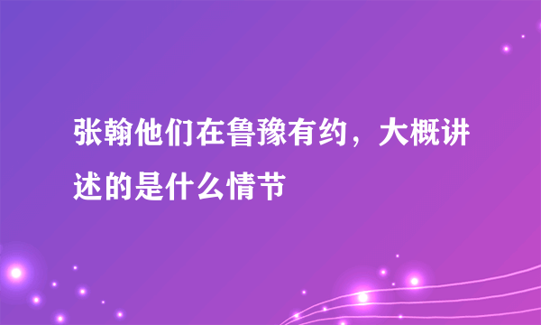 张翰他们在鲁豫有约，大概讲述的是什么情节