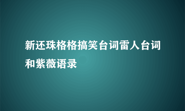 新还珠格格搞笑台词雷人台词和紫薇语录