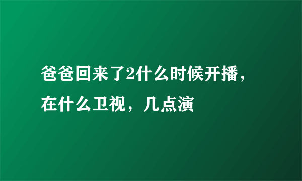 爸爸回来了2什么时候开播，在什么卫视，几点演