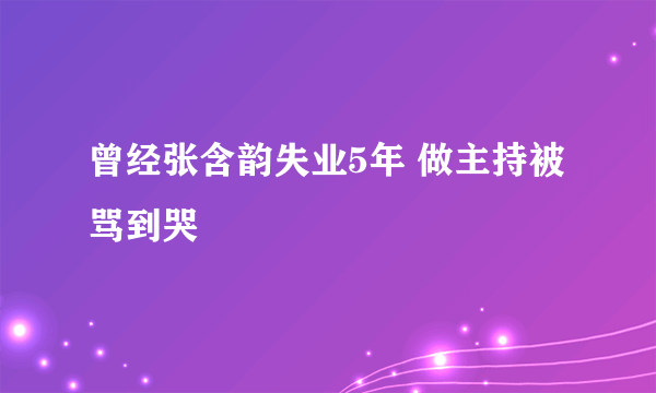 曾经张含韵失业5年 做主持被骂到哭