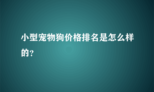 小型宠物狗价格排名是怎么样的？