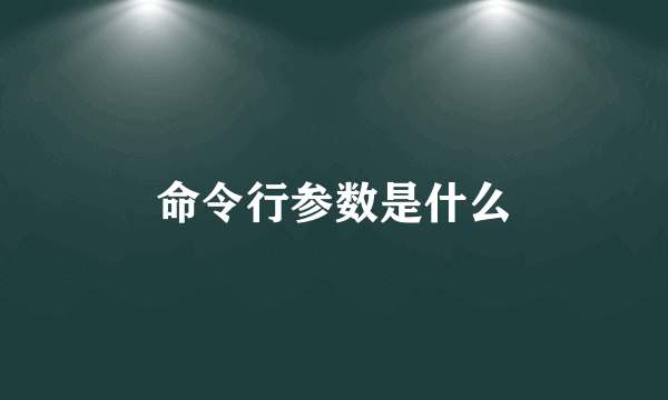 命令行参数是什么