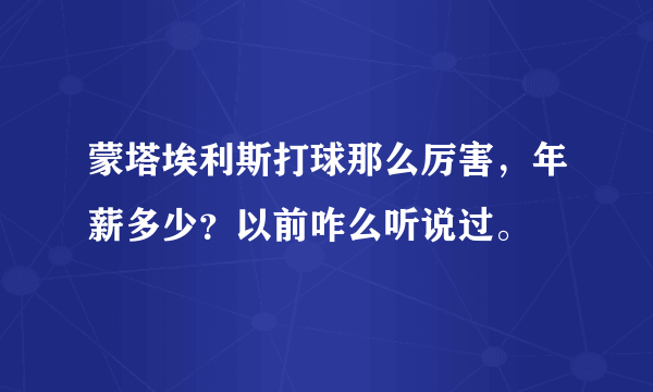 蒙塔埃利斯打球那么厉害，年薪多少？以前咋么听说过。