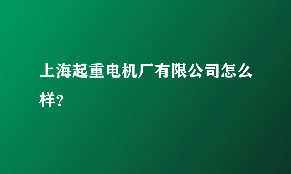 上海起重电机厂有限公司怎么样？