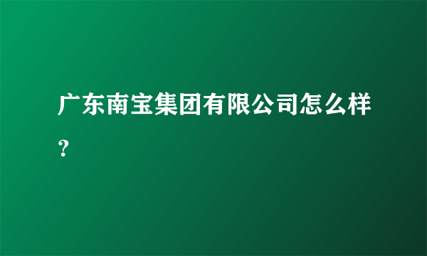 广东南宝集团有限公司怎么样？