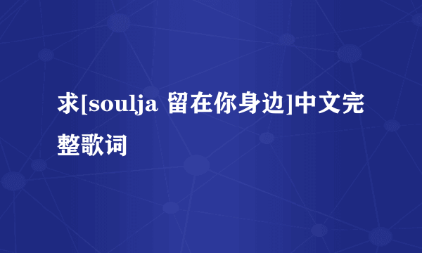 求[soulja 留在你身边]中文完整歌词