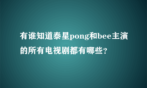 有谁知道泰星pong和bee主演的所有电视剧都有哪些？