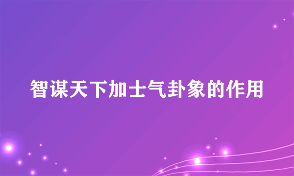 智谋天下加士气卦象的作用