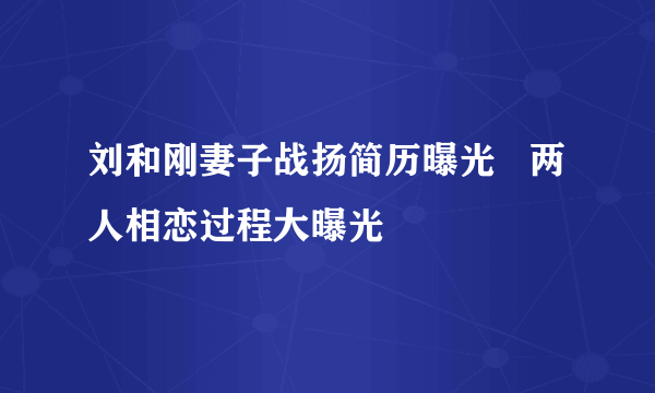 刘和刚妻子战扬简历曝光   两人相恋过程大曝光