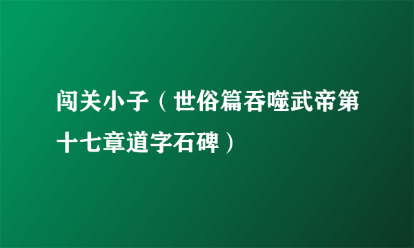 闯关小子（世俗篇吞噬武帝第十七章道字石碑）