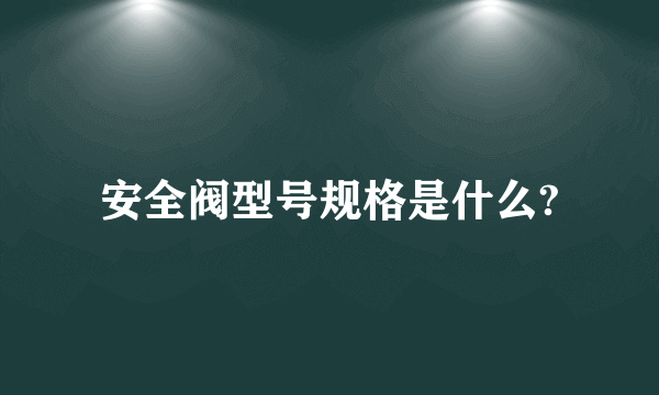 安全阀型号规格是什么?