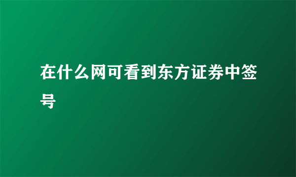 在什么网可看到东方证券中签号