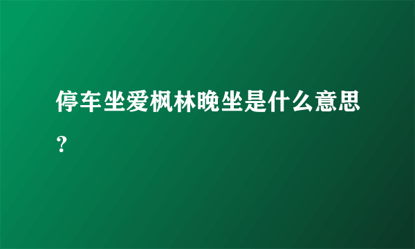 停车坐爱枫林晚坐是什么意思？