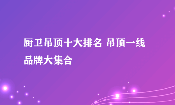 厨卫吊顶十大排名 吊顶一线品牌大集合