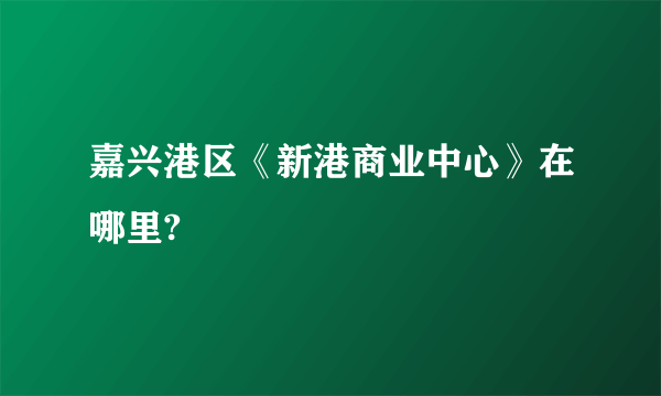 嘉兴港区《新港商业中心》在哪里?