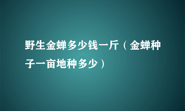 野生金蝉多少钱一斤（金蝉种子一亩地种多少）