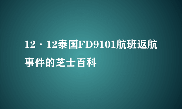 12·12泰国FD9101航班返航事件的芝士百科