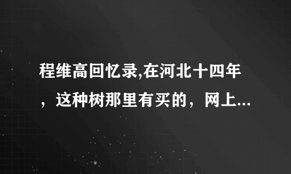 程维高回忆录,在河北十四年，这种树那里有买的，网上都没有买的吗。