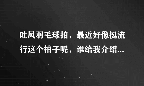 吐风羽毛球拍，最近好像挺流行这个拍子呢，谁给我介绍介绍啊？