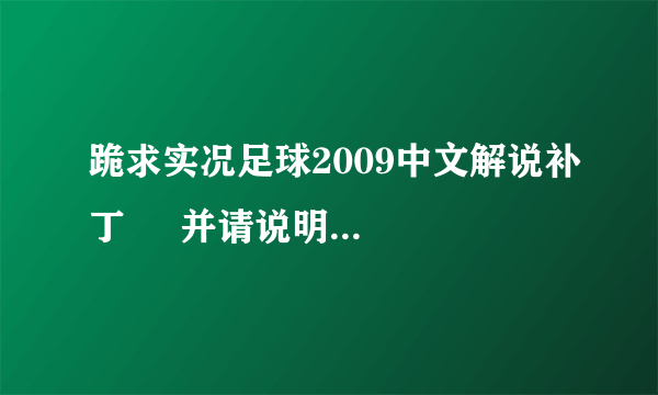 跪求实况足球2009中文解说补丁     并请说明安装方法