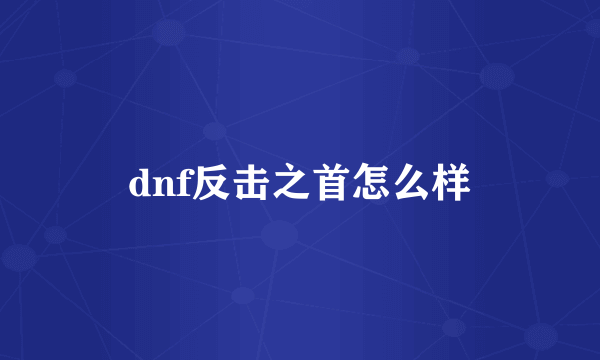 dnf反击之首怎么样