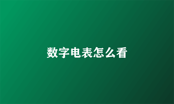 数字电表怎么看