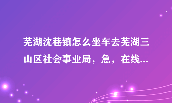 芜湖沈巷镇怎么坐车去芜湖三山区社会事业局，急，在线等，万分感谢