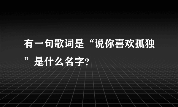 有一句歌词是“说你喜欢孤独”是什么名字？